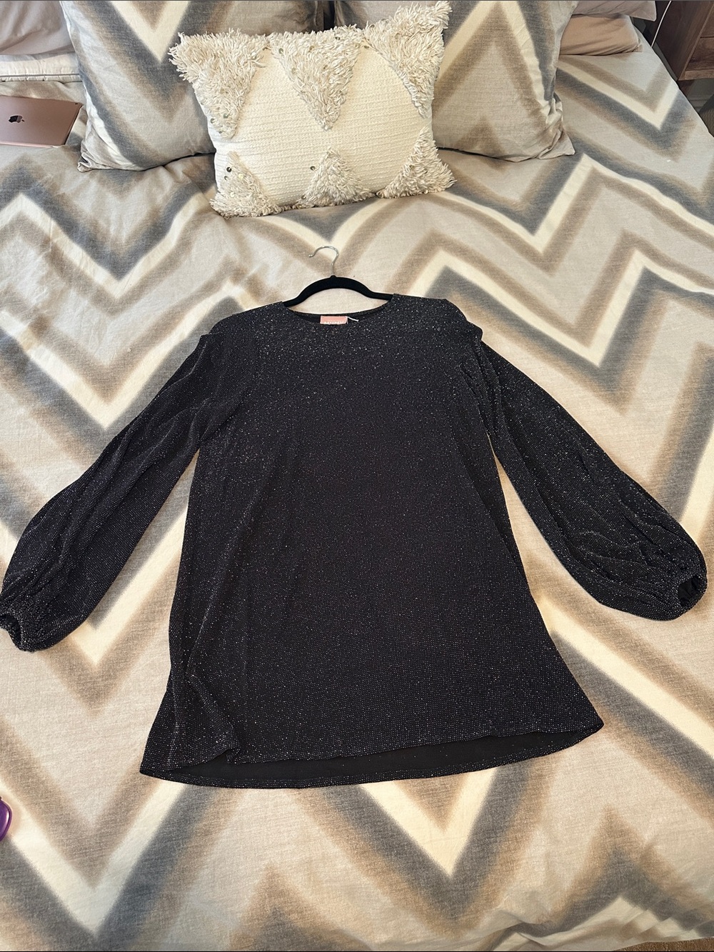 Show Me Your MuMu Black Sparkle Long-Sleeve Mini Dress